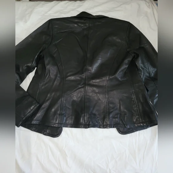 INC International Concepts Black Leather Jacket* - Picture 2 of 3